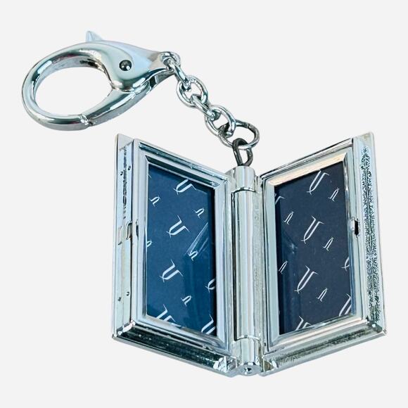 Mirrored Book Shape Two Photo Locket Keychain - Picture 1 of 4